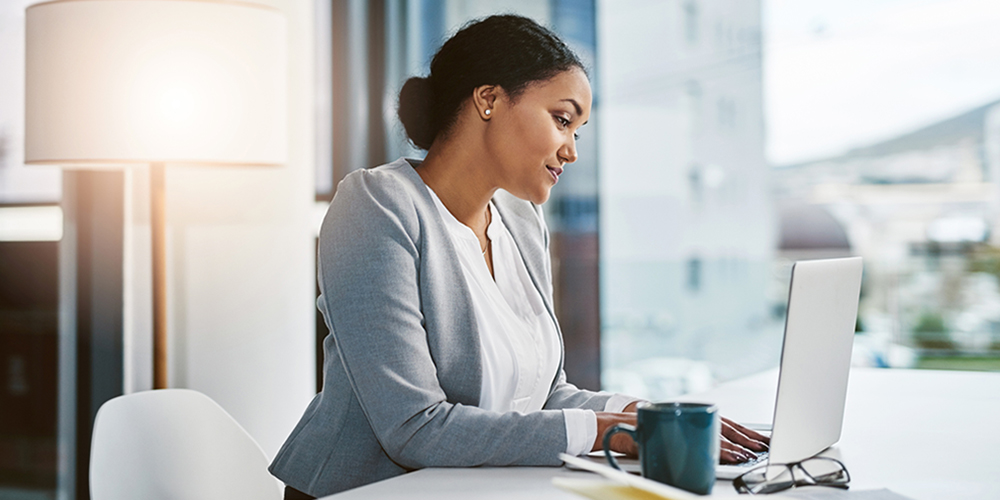 Employee improving her learning retention online