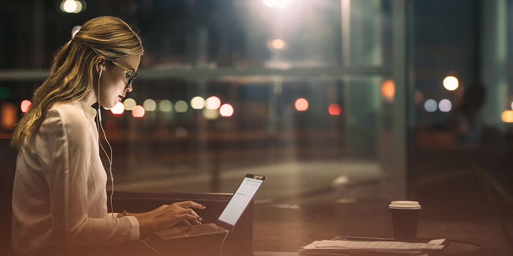 employee working on training remotely