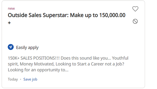 Job posting for sales superstar