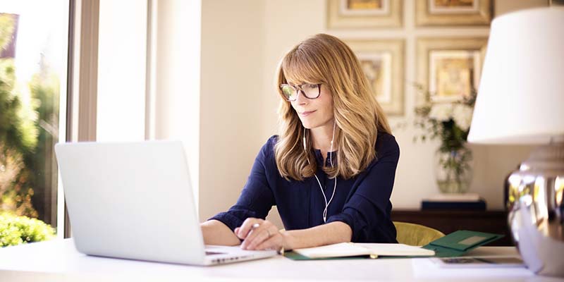 woman working on laptop and working from home