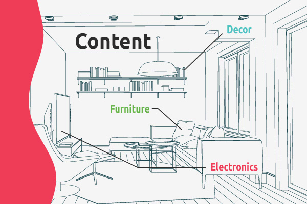 illustration of a living room representing a content library